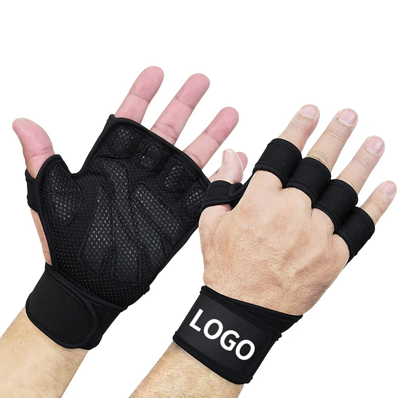 
2021 Non-slip Wrist Wraps Support Gym Gloves Fitness Weight Lifting Gloves for Pull Ups, Cross Training, Workout 
