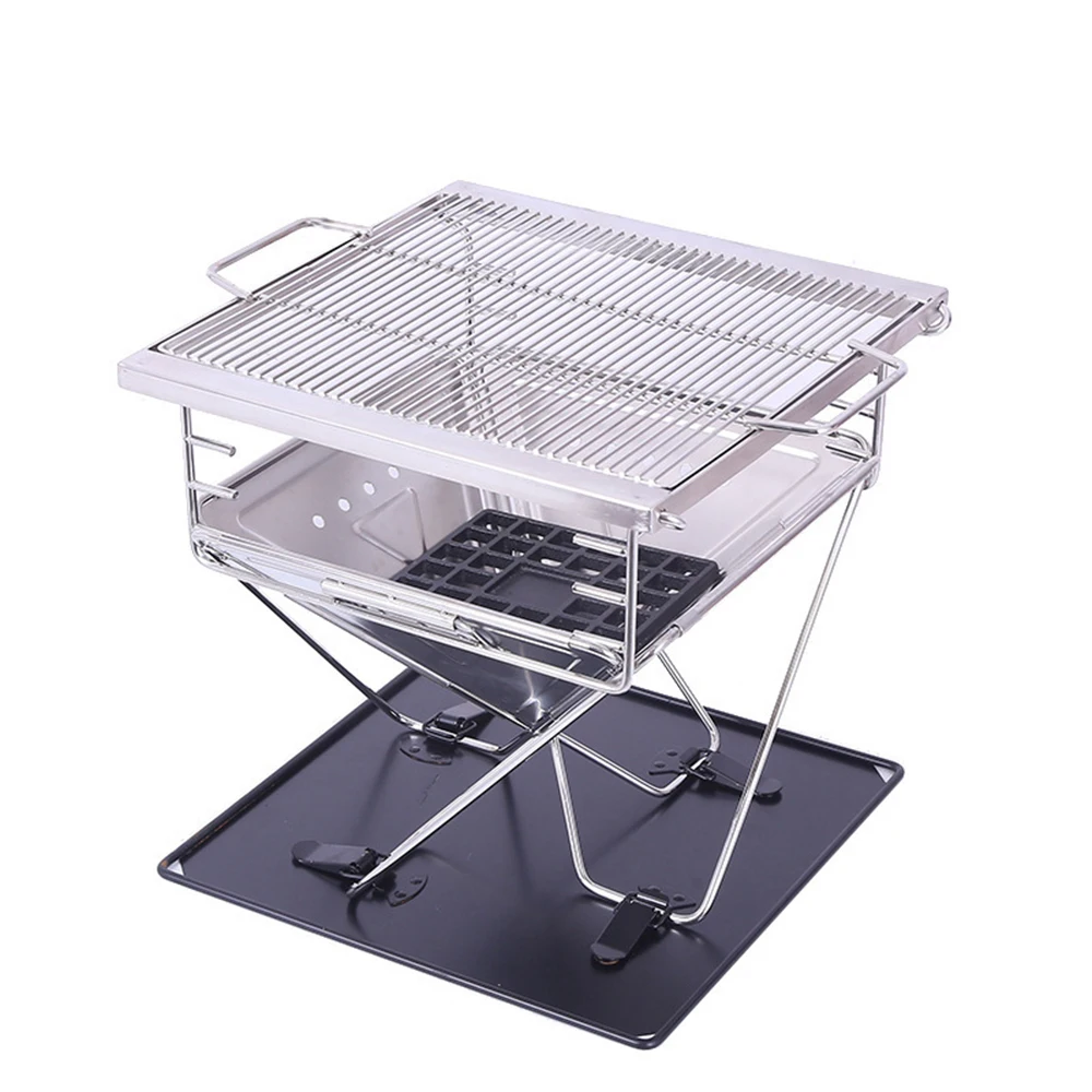 DYSC Portable Stainless Steel Burning Stove Folding tent BBQ Stoves Detachable Incinerator for Outdoor Camping Picnic