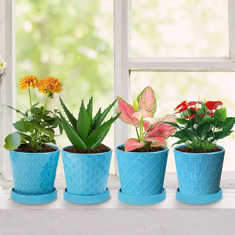 Handmade Sets of Rectangle Shape Wood Flower Pot with Plastic Original Green OEM Customized Europe Style VASE FLOOR Color Plant