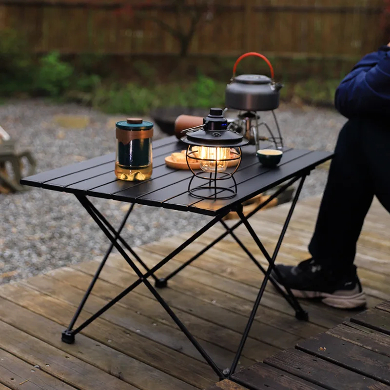 Small Size Camping Lightweight Portable Folding Ultralight Roll Up Aluminum Camp BBQ Cooking Picnic Table For Camping Outdoor