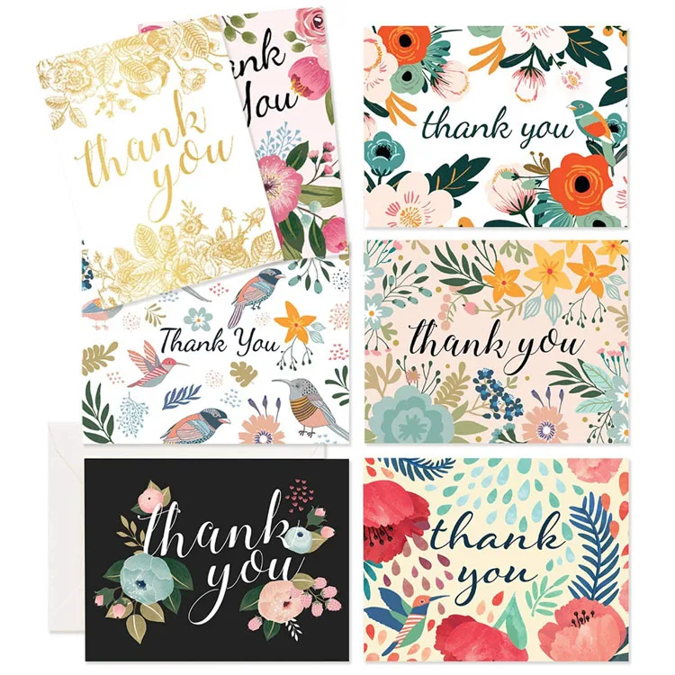 37 pack beautiful blank inside white envelopes included flat thank you cards for bridal, baby showers