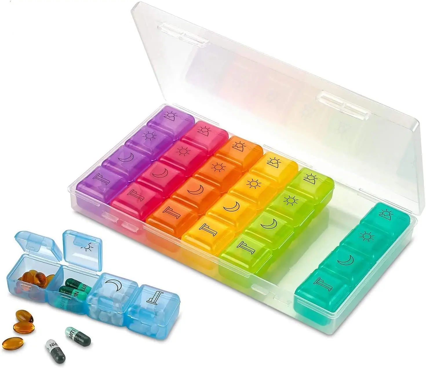 Customized Original 28 Grid Pill Box 7 Days Plastic Storage Box Eco-friendly Weekly Pill Organizer
