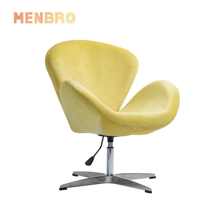 
Modern Designer Yellow Velvet Fabric Leisure Lounge Chair Living Room Furniture Metal Swivel Accent Arm Chairs 