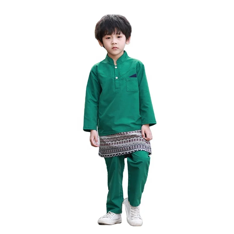 Fashionable Designer Boy Long Sleeve Outfits Sets Kids Sets Clothes Boys Muslim Clothing Baju Melayu