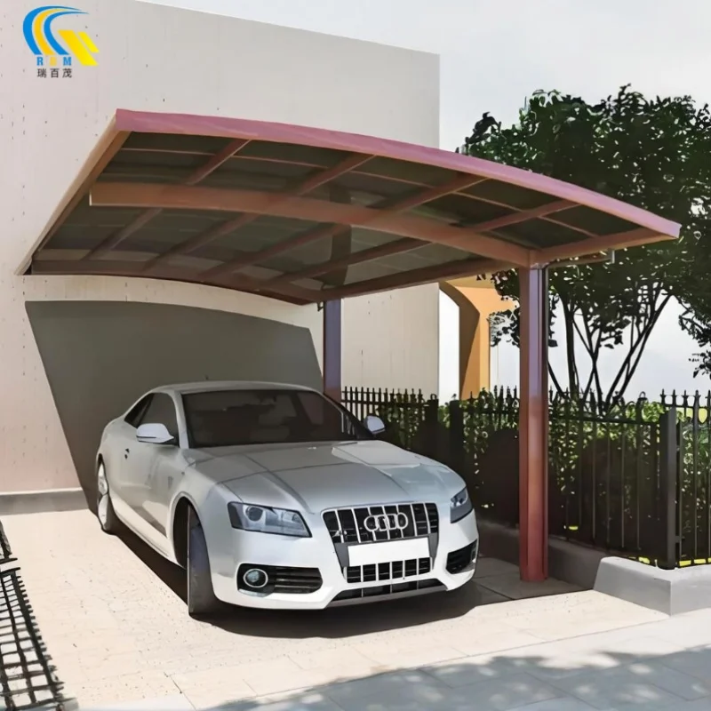 Modern Design Aluminum Alloy Single-Sided Carport Multifunctional Rain Sun Protection Parking Garage Steel PC Cars Outdoor Use