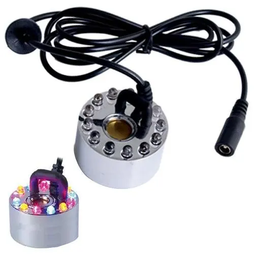 
Large Fog Volume Ultrasonic Atomizer 12 Colorful Led Lights 20mm Fog Maker Atomization Head Rockery Bonsai Fish Tank Landscaping 