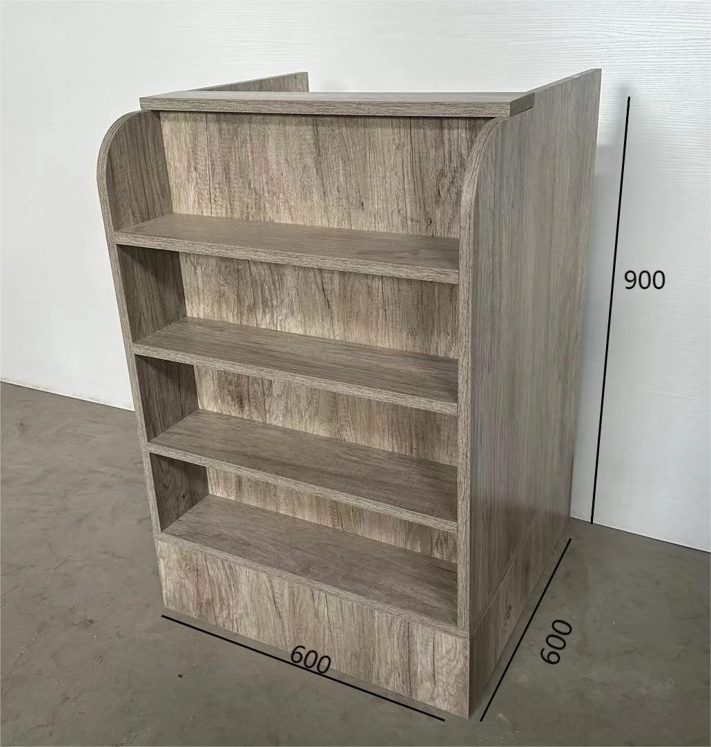 Wooden combination cabinet commercial cash register manufacturer supply supermarket corner shelves display racks cash register
