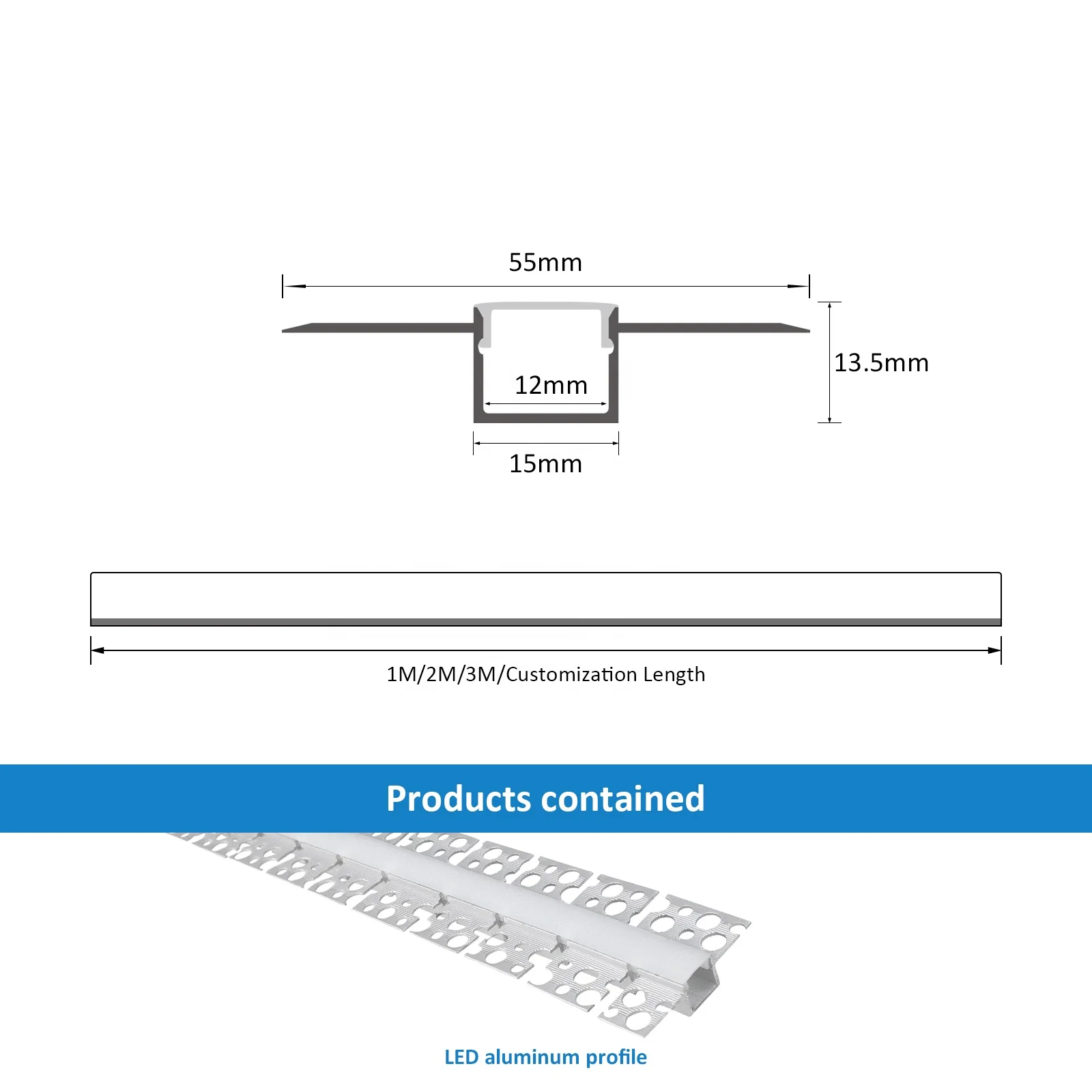 Led Ceiling Profile Alu 030C  Recessed Ceiling Drywall Curved Led Aluminum Profile