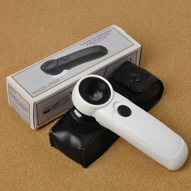 
Two LED light high power optical lenses hand-held antique identification mobile magnifier loupe lamp 