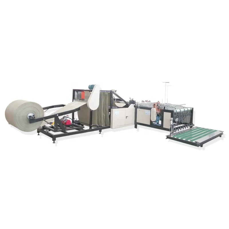 Computerized cement woven sack bag cold cutting and stitching production machine