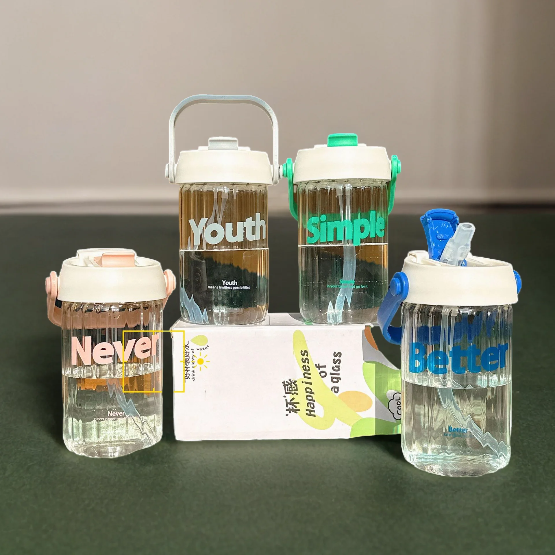 2024 New Tea Infuser Portable Plastic Girls Water Bottle With Straw Cute Printing Drink Water Bottle 500ml  Patterns