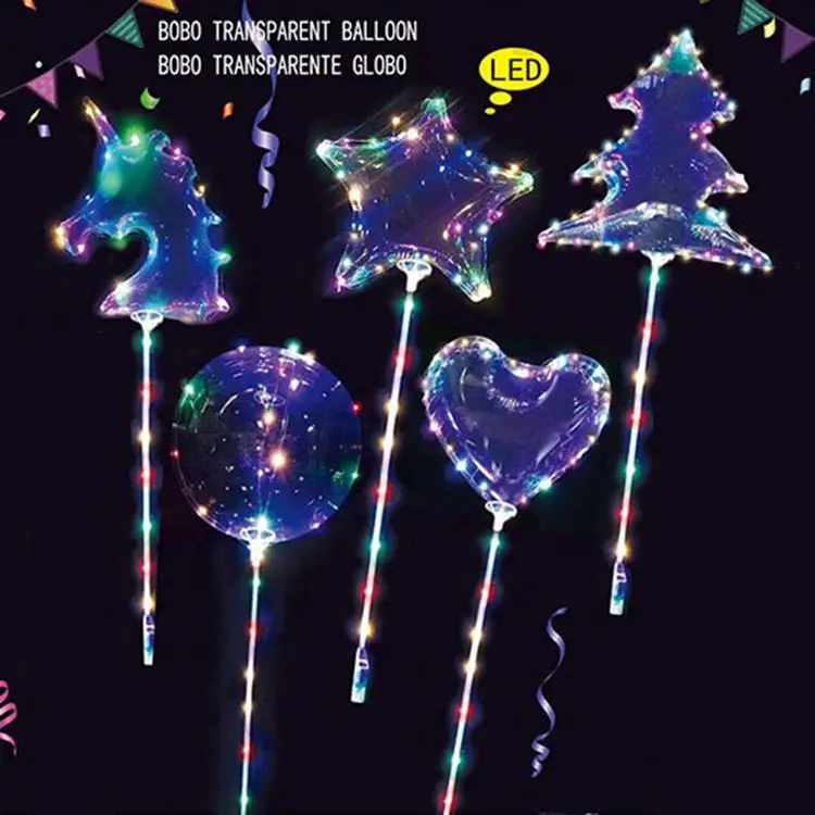 OEM Wedding Party Decoration 20/24 inches BOBO Ball Balloons Multi Colour Round Transparent Lighting LED Heart Balloon