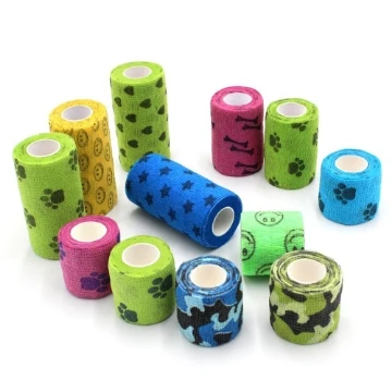 Ветеринарная обертка 2 дюйма 5 ярдов эластичная Нетканая когезионная повязка с принтом ветеринарной продукции