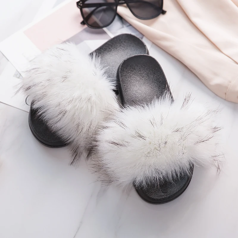 
2021 New Fashion Custom faux fur slippers slides 
