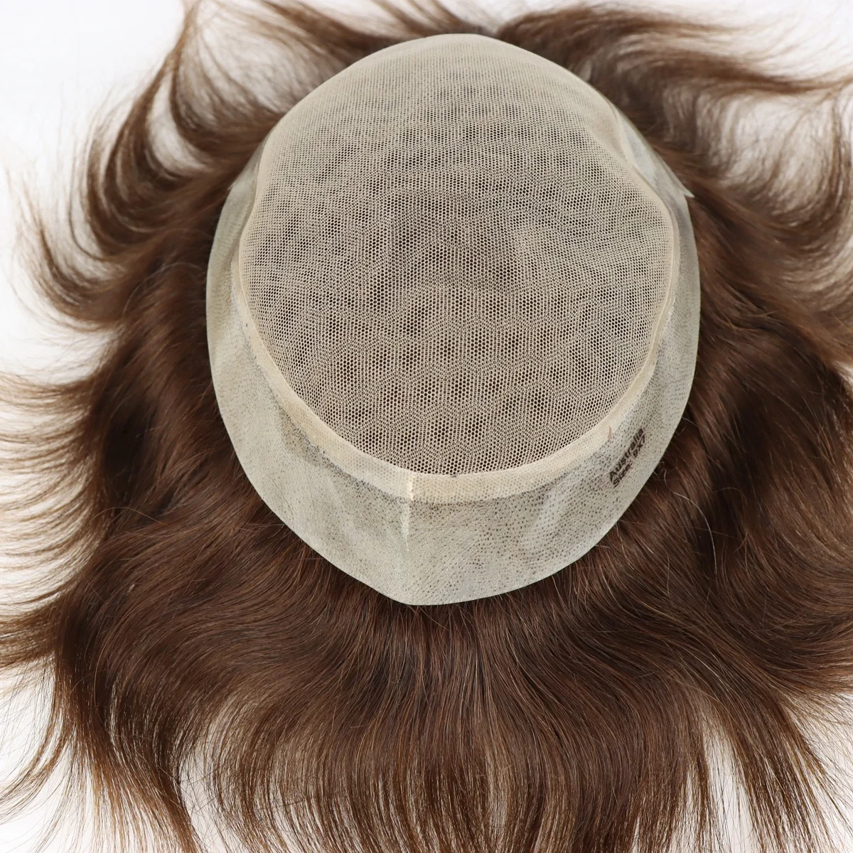 Australia Men Toupee Double Lace With Pu Around Brown Color 100% Indian Human Hair Replacement System Glue Wigs For Men Toupee