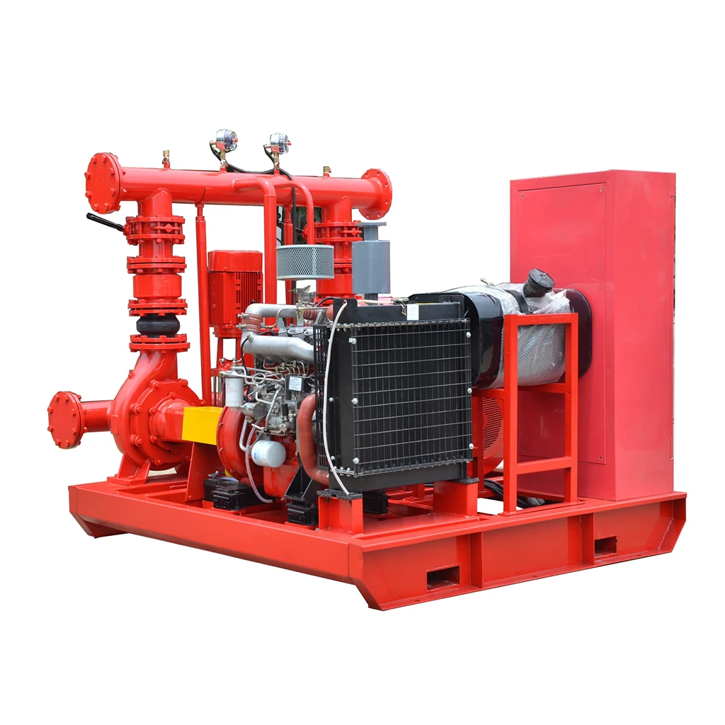 Skid-mounted fire pump sets, electric, diesel, jockey pump