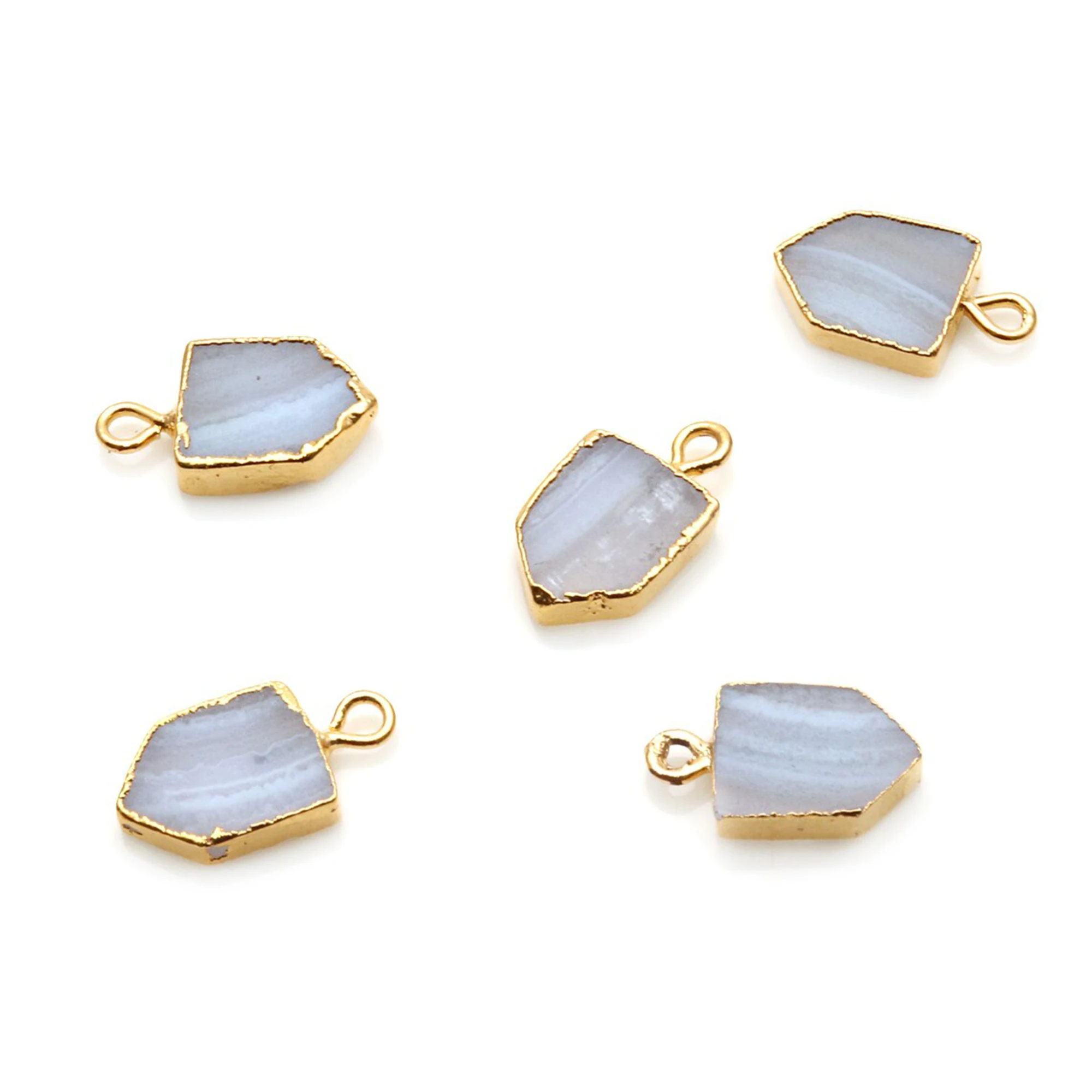 24K Gold Electroplated DIY Bail Pentagon Shape Gemstone 16x9 MM Connector for Jewelry Making Charms Supply from Wholesaler