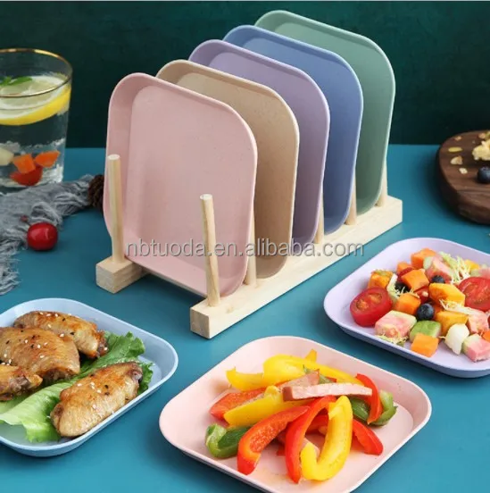 Fork Spoon Bowl Plate Cup Baby Set BPA Free Wheat Straw Dinnerware Sets For Kids