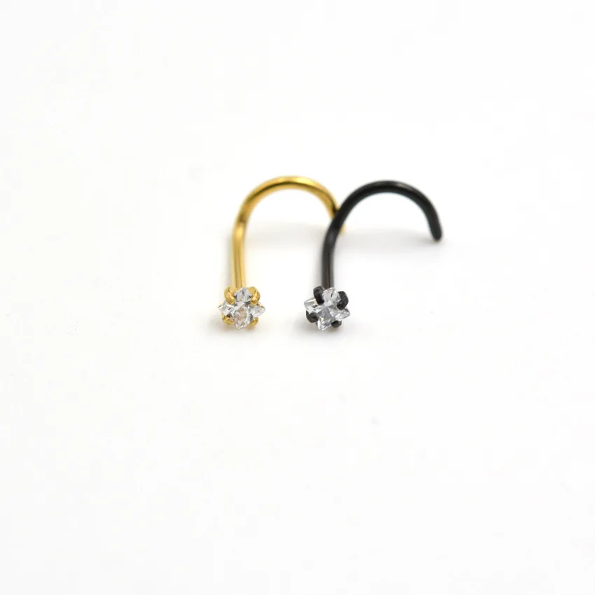 
Manufacturers wholesale grade 2mm round zircon nose nail body piercing stainless steel gold hot nose ring 