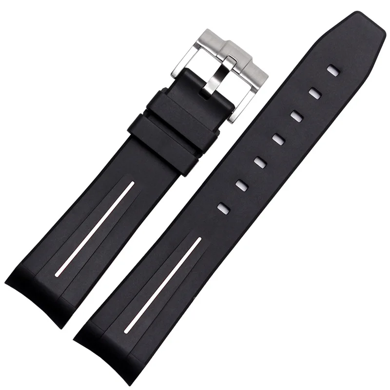 20mm 21mm Curved End Silicone Rubber Watch Band for R-olex O-mega Joint Moonswatch Men Women Strap Bracelet Wristband