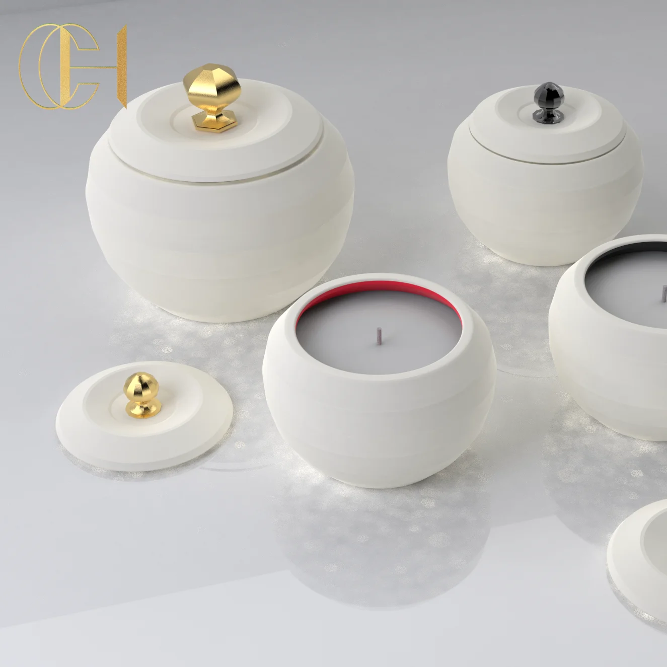 C&H Novelty Creative Decorative Candle Jar Ceramic Pottery Empty Candle Container Vessel For Summer