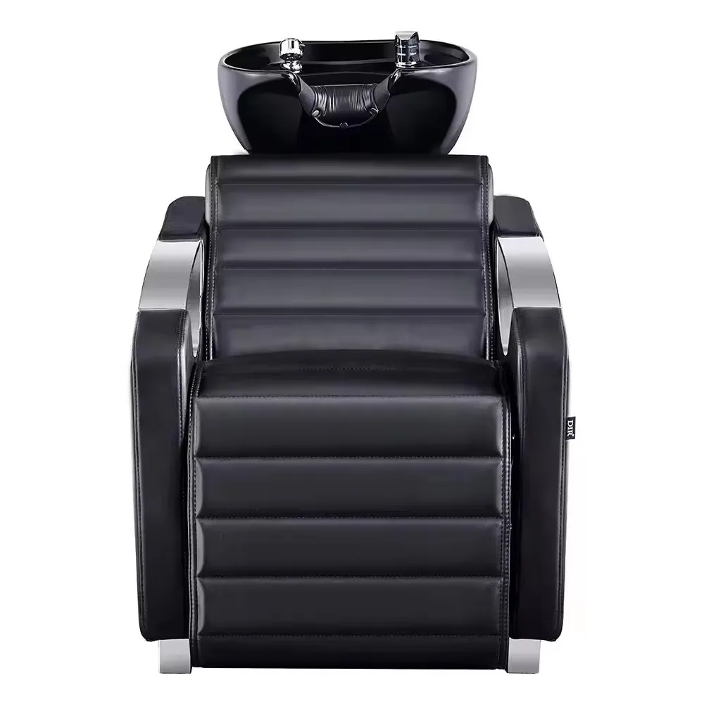 Shampoo bowls sink and chairs with massage for hair salon shallow sink and basin mental luxury for sale