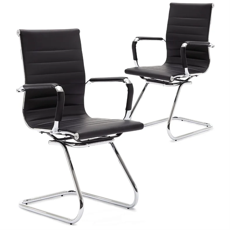 LOW price factory supply Furniture office chair without wheels conference chairs ergonomic office staff chair Steel base