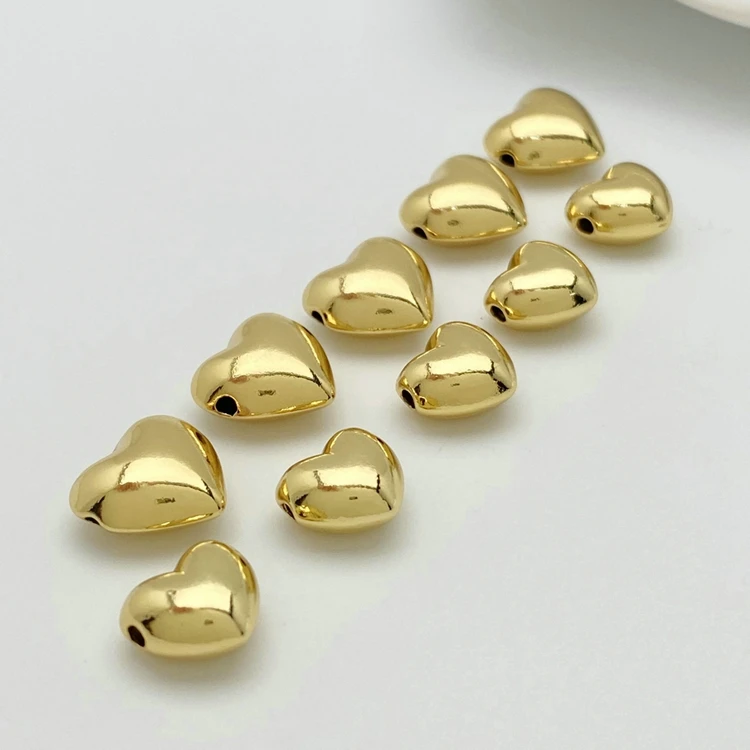 Hot Sell Heart Shape Gold Plated Beads Finding for Jewelry Making Accessories DIY Wholesale Price