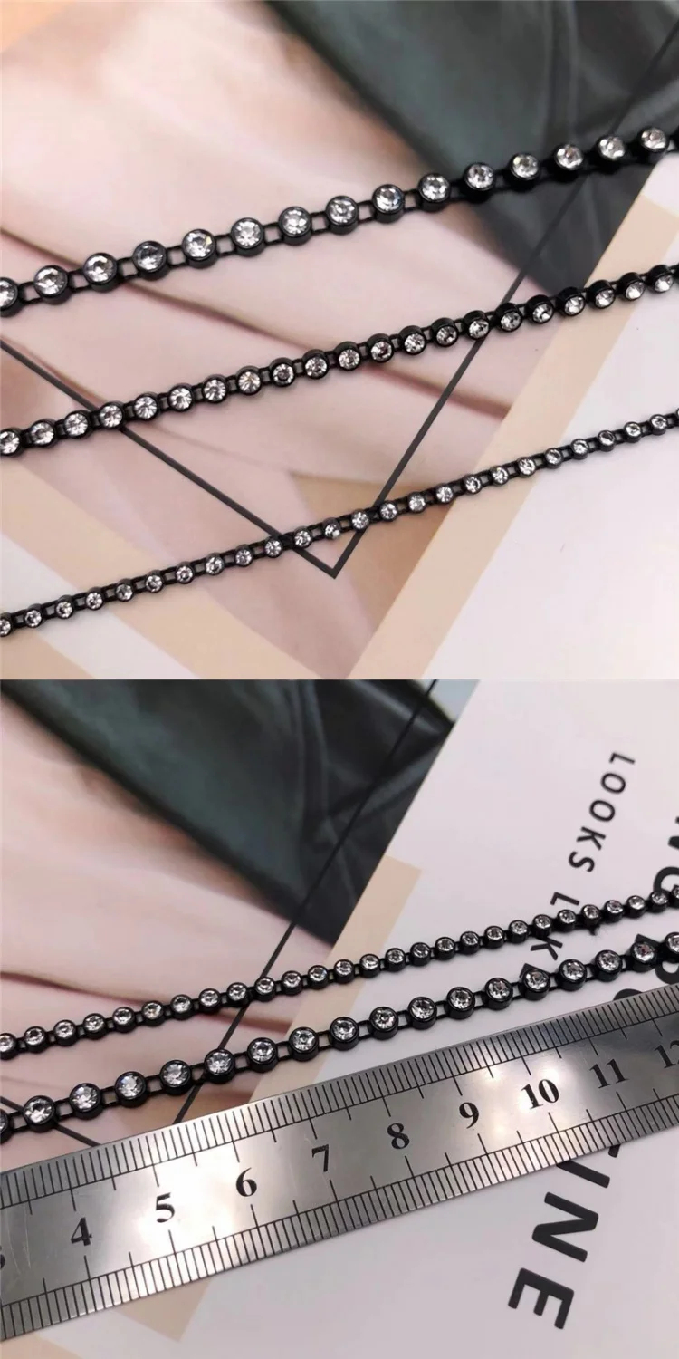 2.5-5Mm Rhinestone Chain Single Row Hand-Stitched Trimming Wire Diamond Chain Sew Clothing Accessories Diy Wedding Decorations