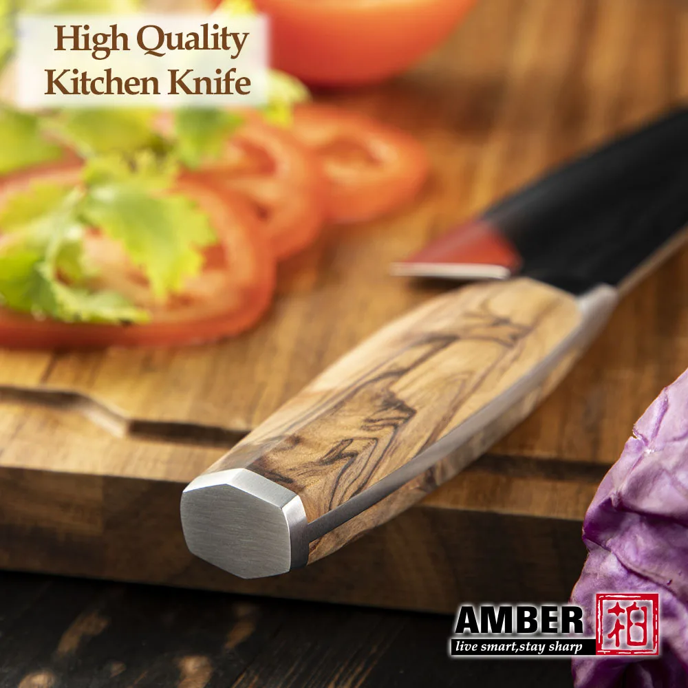 Custom Logo 7 inch Damascus Santoku Knife VG 10 Damascus Steel Kitchen Knives With Olive Wood Handle