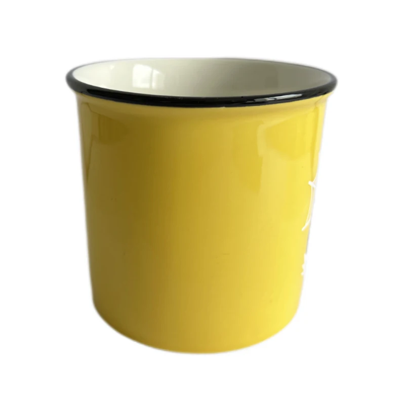 600ml Ceramic Dolomite Yellow  Mug 21Oz Coffee Mug Durable Thick Walled Home Style Drinkware with Decal logo