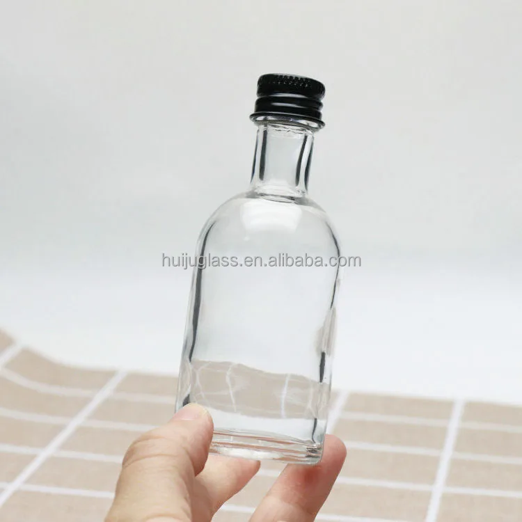50ml 100ml Mini Wine Juice Beverage Liquid Glass Bottle with Aluminium Caps