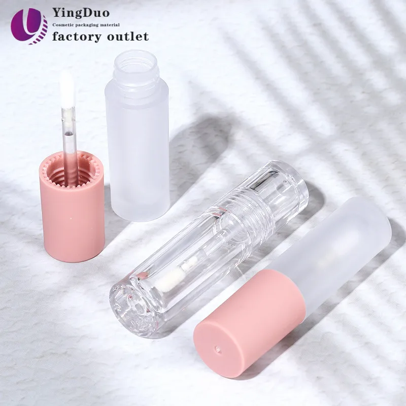 Customization 3ml cosmetic packaging fully transparent clay empty bottle rubber texture lip gloss tube plastic