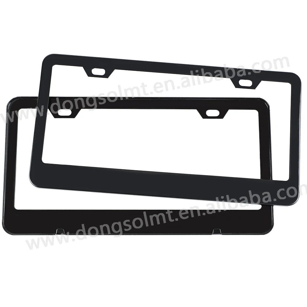 Solid Black License Plate Frame Covers Front and Back Car Plate Bracket Holders Rust-Proof Rattle-Proof Weather-Proof ( Black)