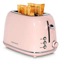 Bagel Cancel Defrost Function 6 Bread Shade Settings Extra Wide Slot and Removable Crumb Tray 2 Slice Retro Stainless  Toaster