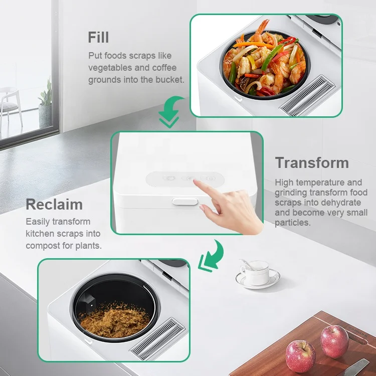 Style Hot Sales of Earth-friendly Kitchen Waste Processor Kitchen Waste Composter Household ABS Plastic Korea Electric 50 Home