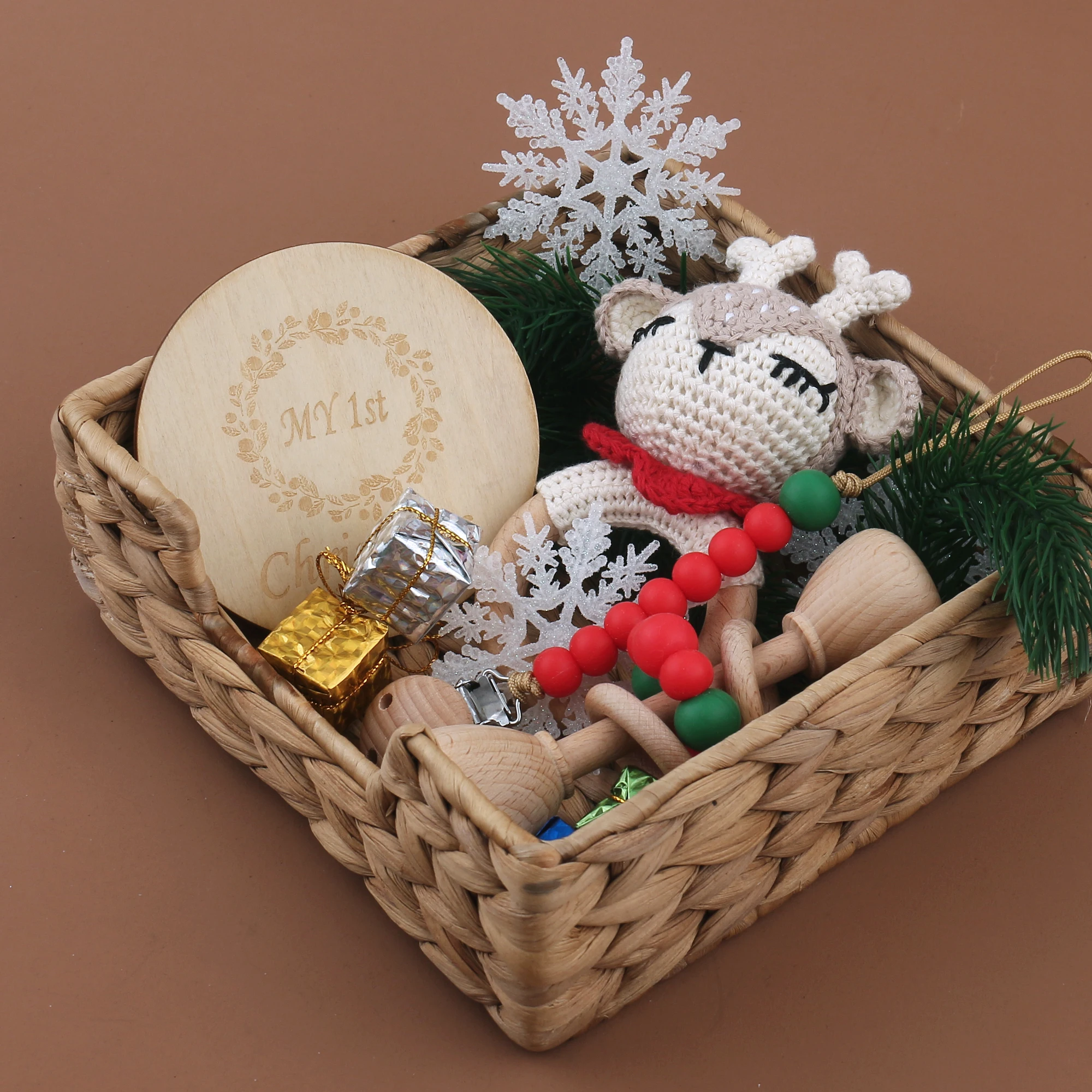 New Born Baby Gift Organic Cotton Baby Wrap Soft Bamboo Cotton Baby Swaddle Set Animal Crochet Toy