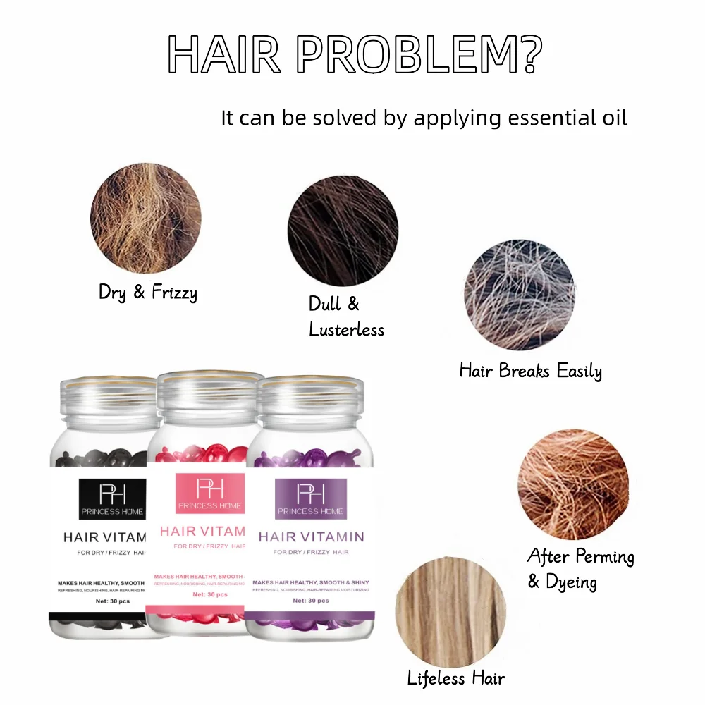Private Label Hair Capsule Oil 30pcs/ bottles Support Hair Growth Hair Oil Capsules