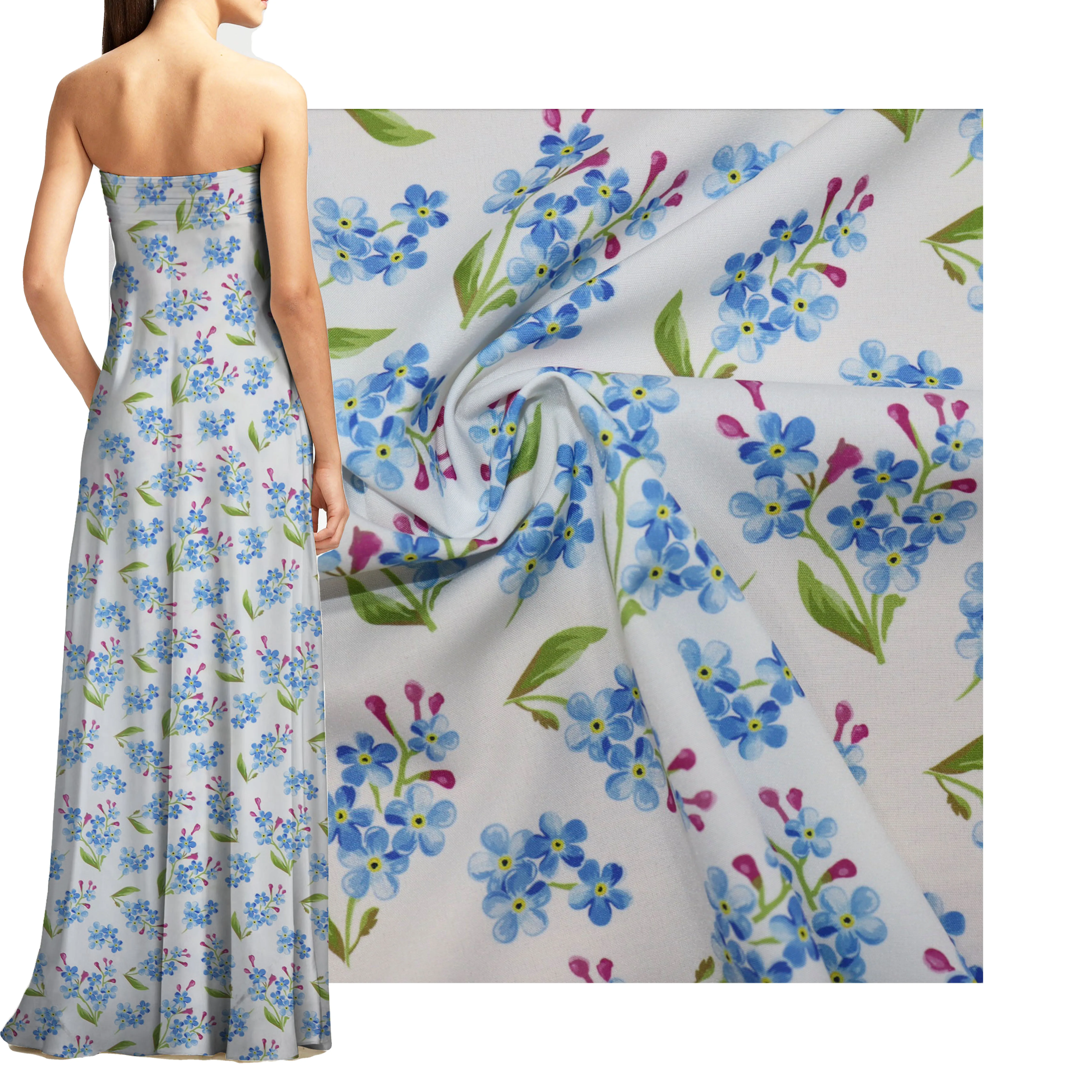 
Eco-friendly Digital Print New Style 100D Two Way Stretch Custom Digital Print Flower Fabric for Dress 