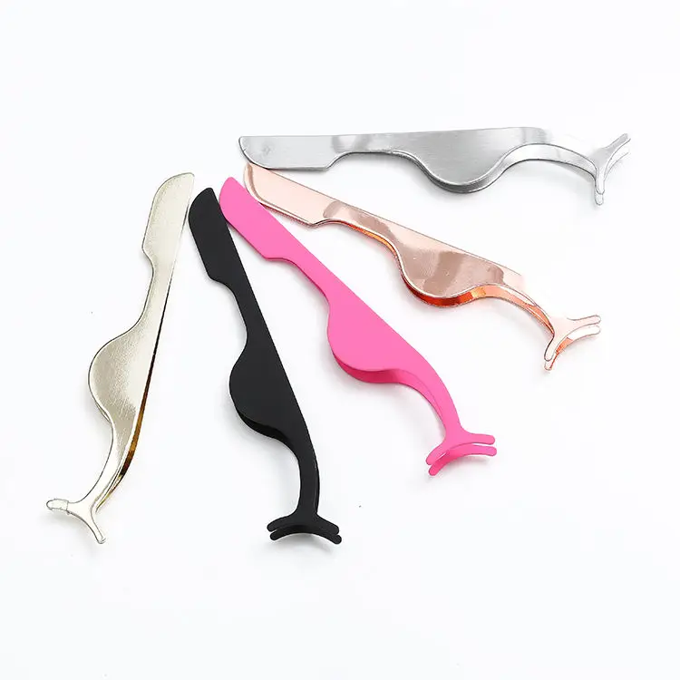 1PC Stainless Steel Eyelash Curler Rose Gold Lash Extension Applicator Kits Eyebrow Eyelash Tweezers for Beauty Tool