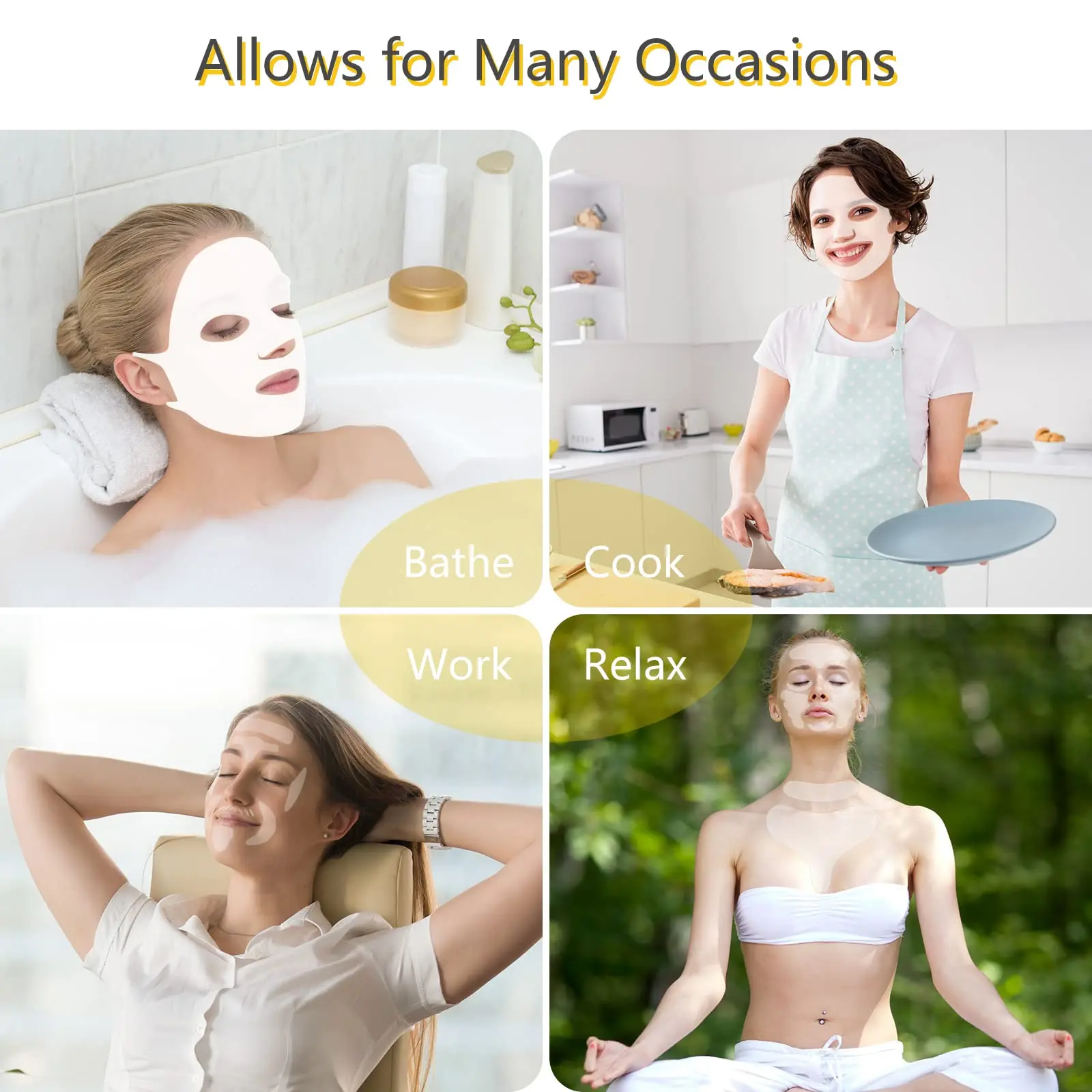 Facial Chest Neck Silicone Pad Reusable Face Forehead Patches Facial Sleeping Mask Cover for Smoothing Facial Neck Forehead
