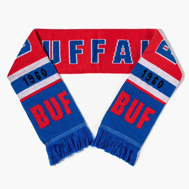 Tassel Knitted Fan Scarf Football Fans Scarf Wholesale Price High Quality Jacquard Soccer Custom Logo Acrylic Women Adult Winter