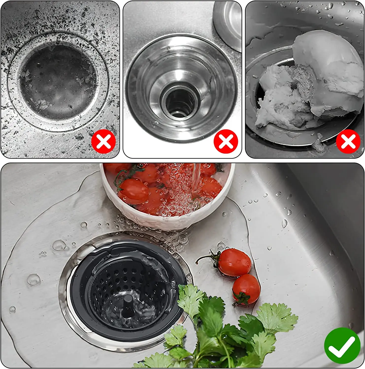 2 Pack Kitchen Sink Strainer 4.6' Stainless Silicone Kitchen Sink Stopper