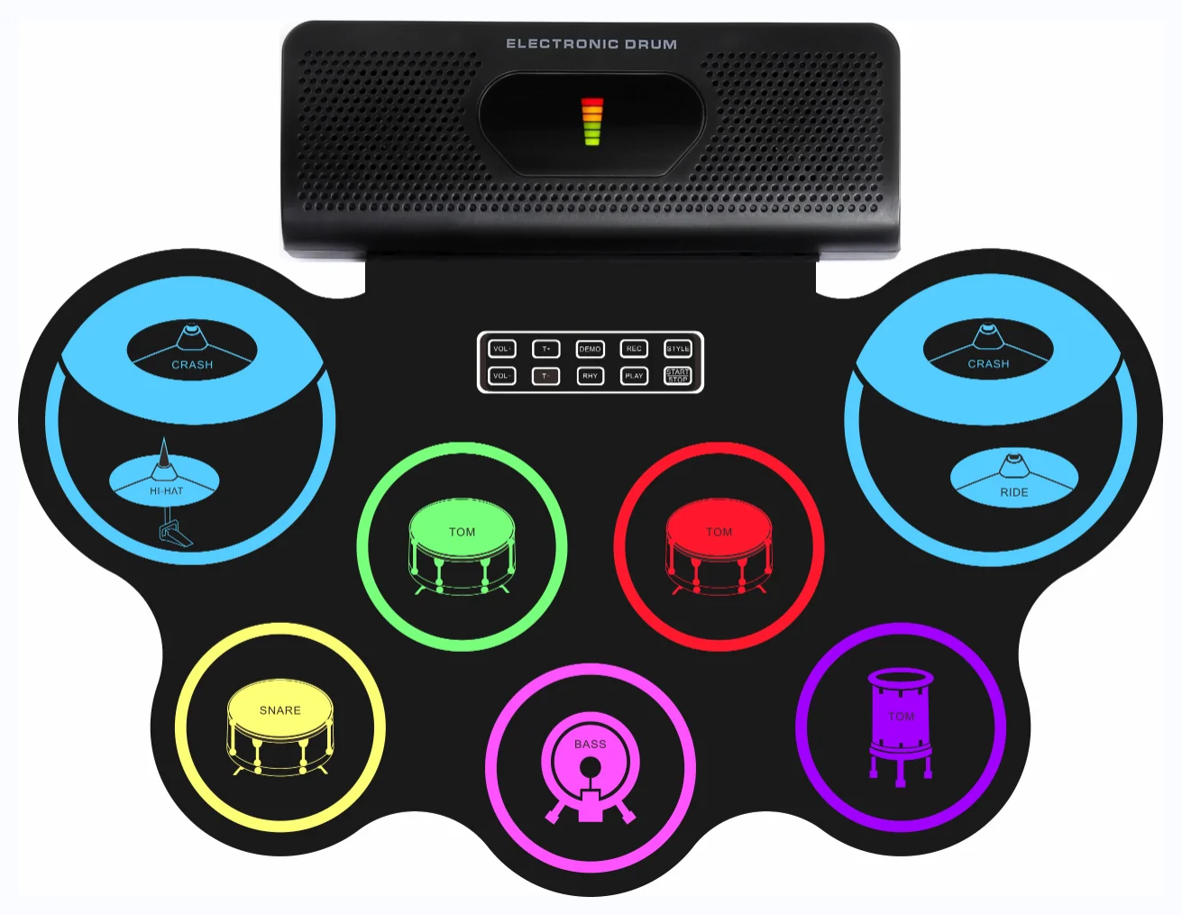 Заводские поставки Зеленый силиконовый набор для акустического барабана с девятью клавишами начинающих