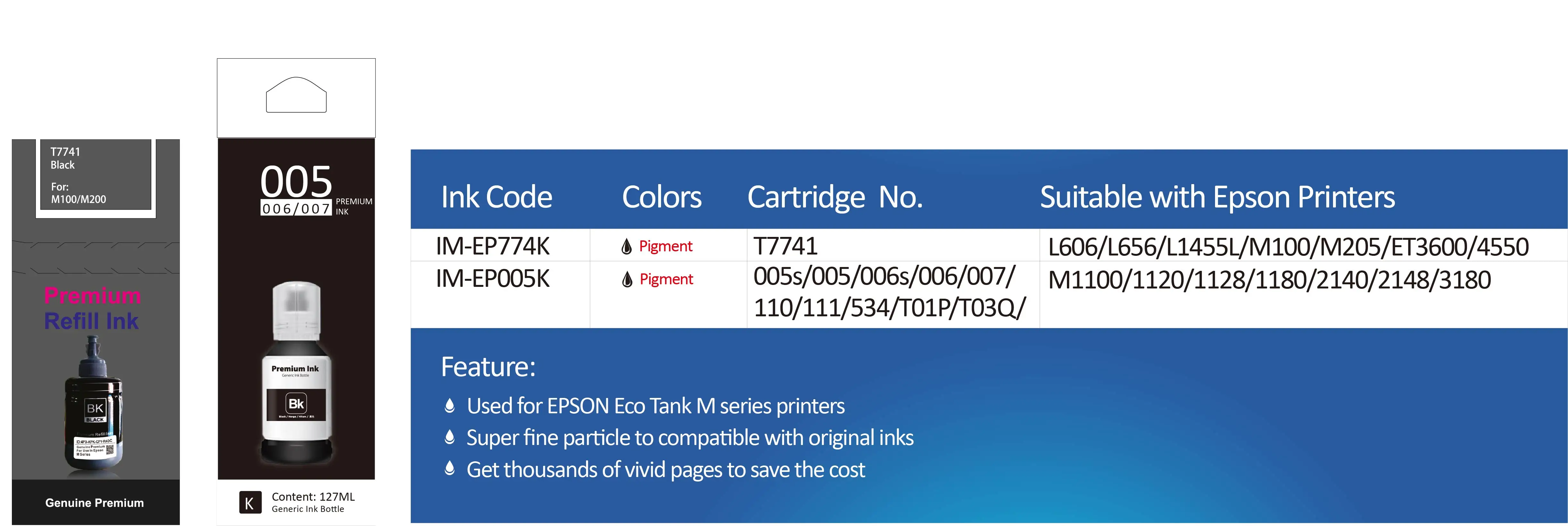 774 TO1P TO3Q Trendvision Compatible Bottle Water Based Refil inkjet  tinta ink for epaon printer 140ml for eco tank M pigment