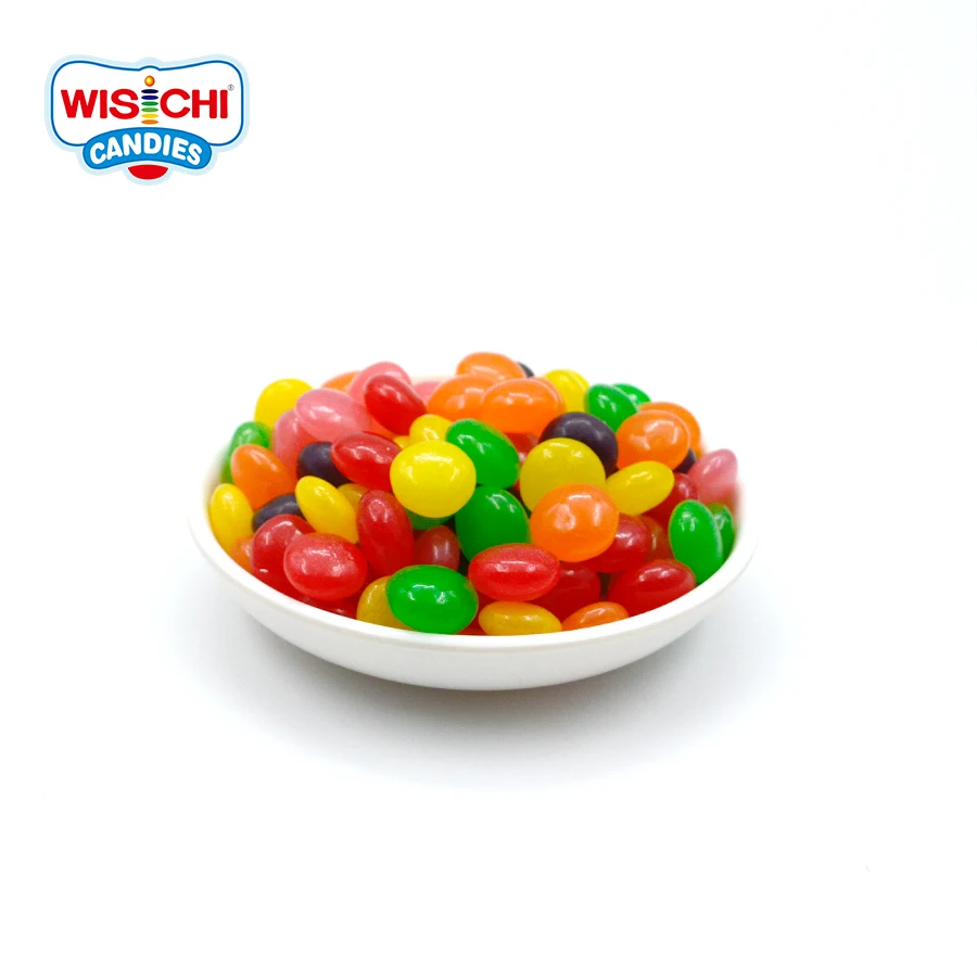 Бесплатный образец, оптовая упаковка для веганов, смешанные цвета, желейные бобы, красные, зеленые, белые, фруктовые, в форме пуговиц, желейные бобы