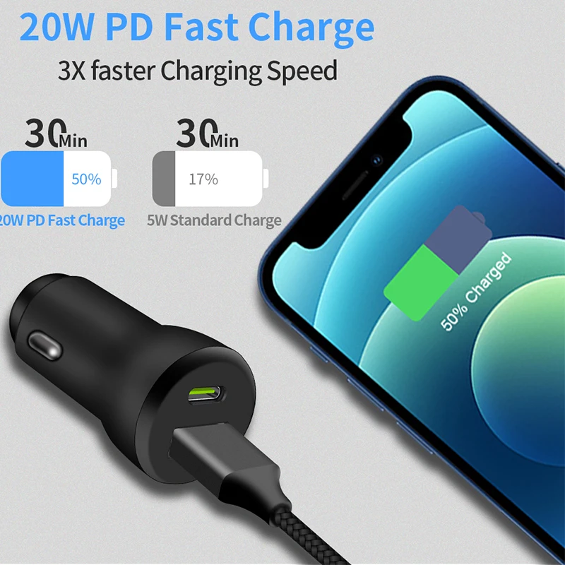 Amazon best seller type C PD 30W USB QC 3.0 car charger convenient for phone gamer tablet charger