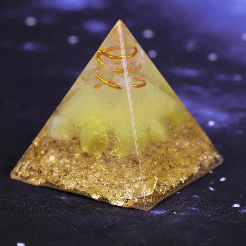 Reiki Orgonite Pyramid Natural Citrine Energy Generator Pyramid  For Emf Protection Chakra Healing Meditation