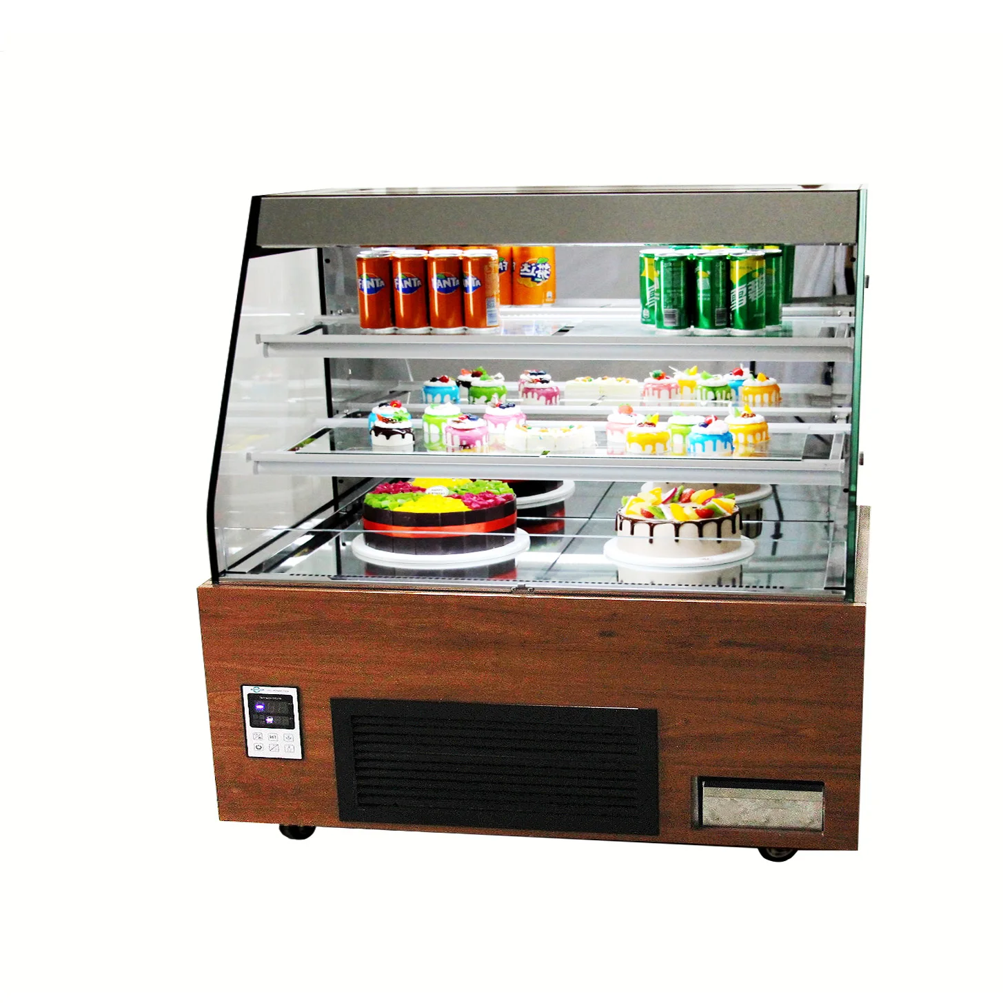 
Витрина для тортов, столешница, холодильник, хлебобулочная витрина, стеклянное отображение холодильного оборудования 