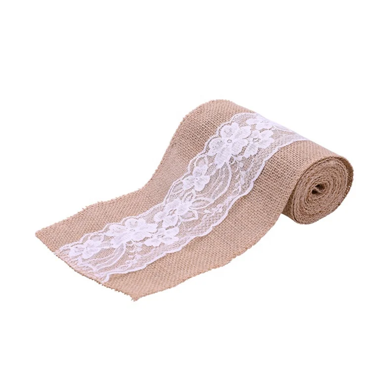 Vintage Jute Burlaps Lace Roll for Wedding Decoration Chair Sashes Home Decoration Ornamental Pendant